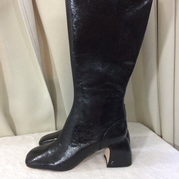NEW Sam Edelman Boots Circus NY Heeled Black Full Zipper Faux Leather - Picture 4 of 8